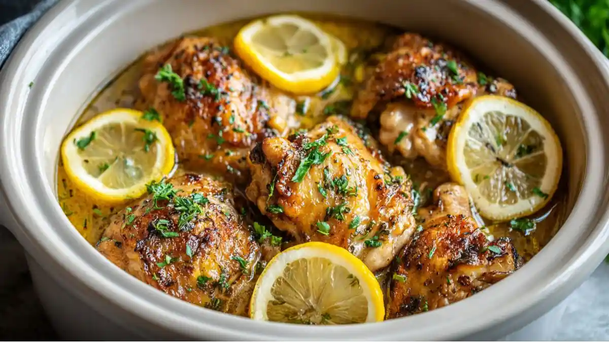 Slow Cooker Lemon Garlic Chicken