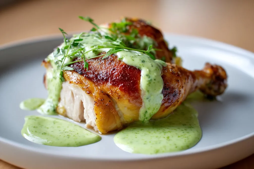 Peruvian Style Roast Chicken with Green Sauce
