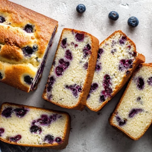 Blueberry cream cheese bread loaf fresh out of the oven