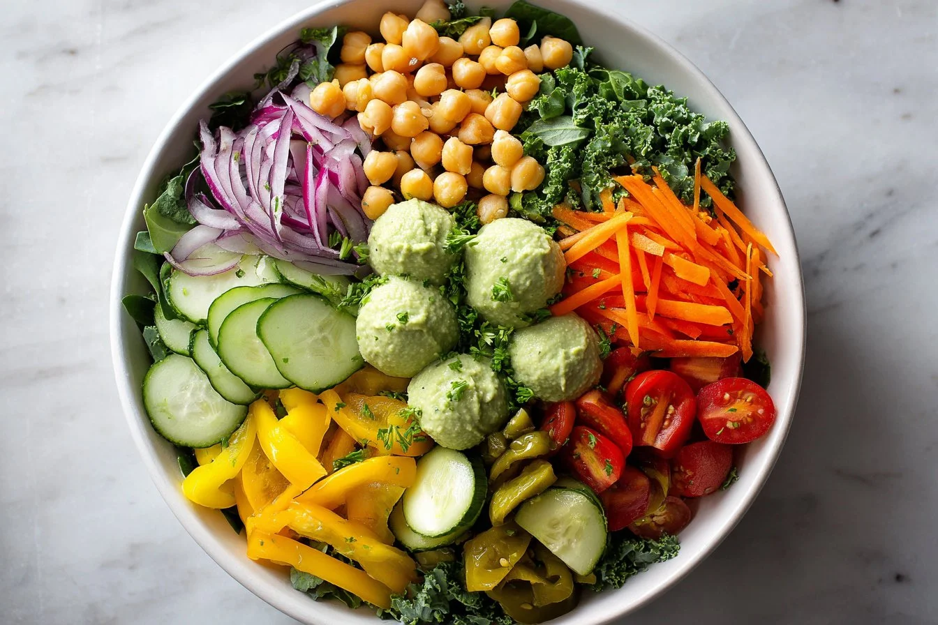 Fresh Veggie Bowl with Avocado Hummus