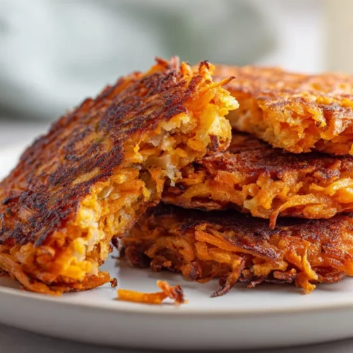 Crispy homemade potato hashbrowns served on a plate