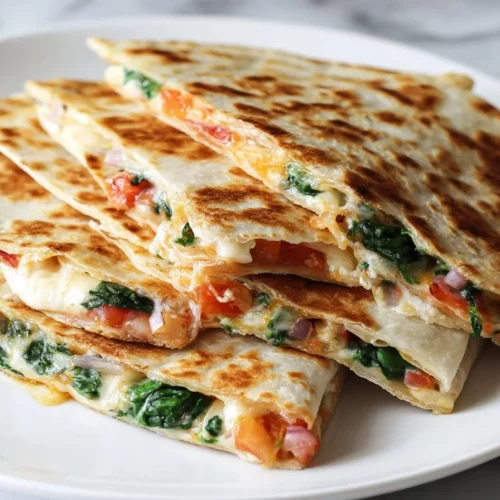 Delicious Mediterranean Quesadillas filled with fresh ingredients