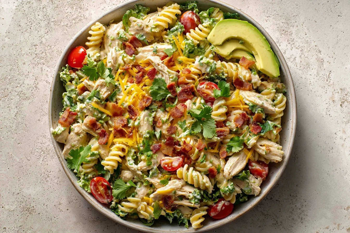 Creamy Avocado Ranch Chicken Pasta Salad