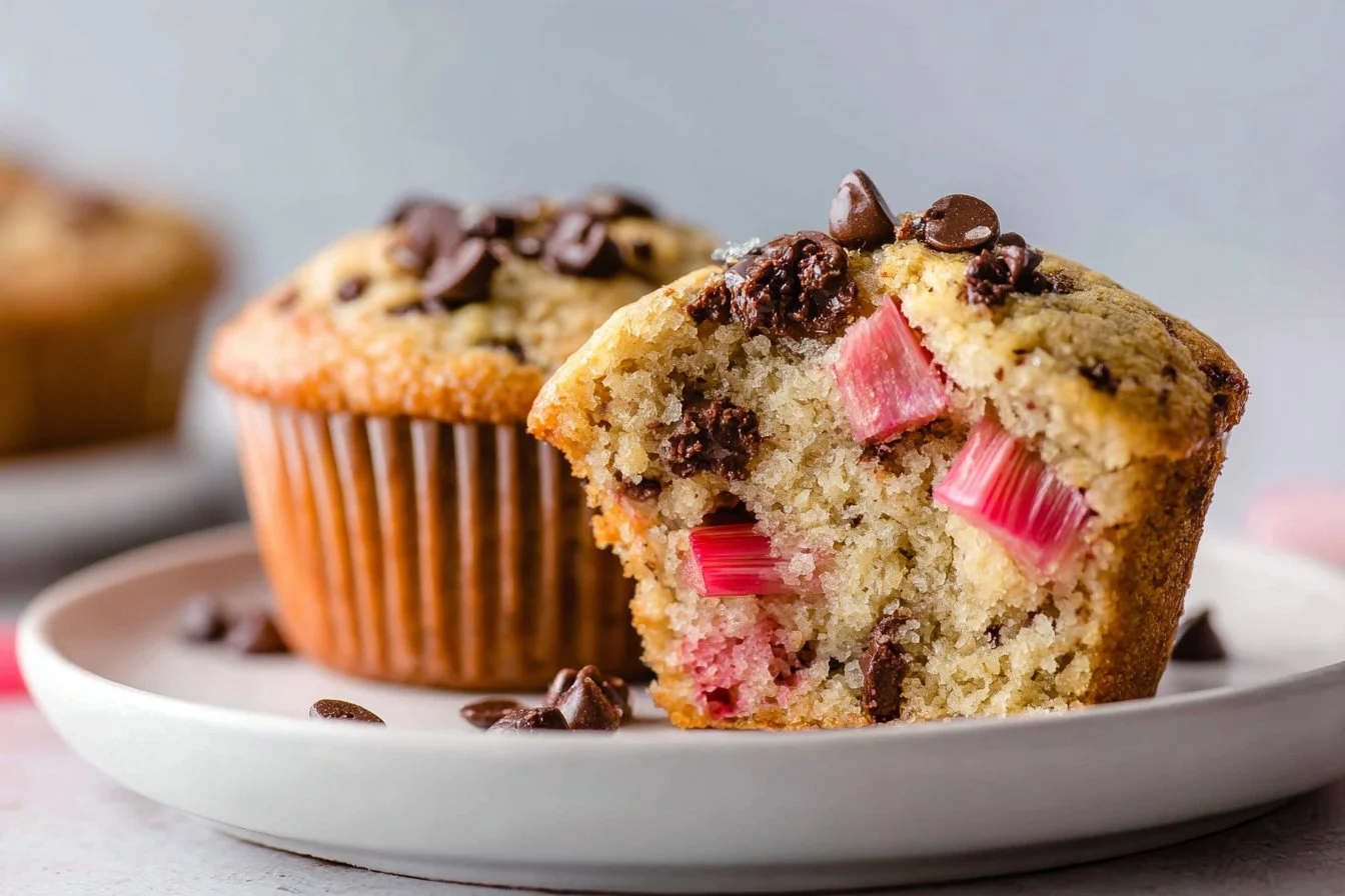 Rhubarb Muffins with Chocolate Chips