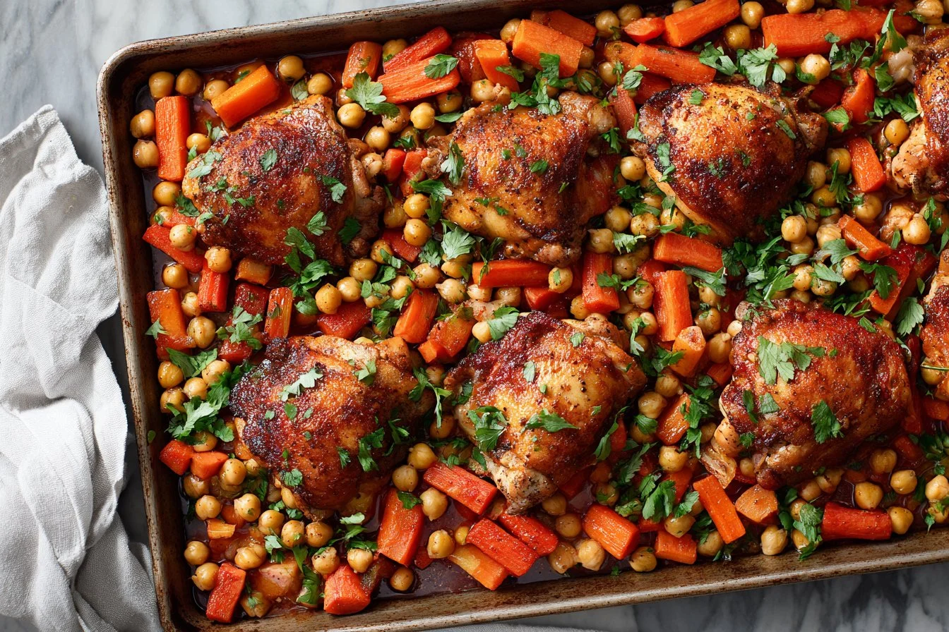 Sheet Pan Smoked Paprika Chicken with Chickpeas